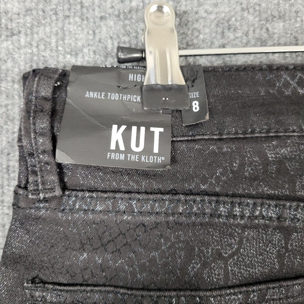 KUT FROM THE KLOTH Black Snake Mia High Rise Ankle Toothpick Skinny Jeans SIZE 8 - Picture 9 of 16